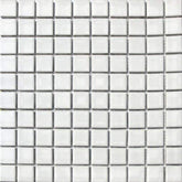 Square Tile White Porcelain Mosaic Shiny Look Pattern 1 1/8" X 1 1/8" - Tenedos